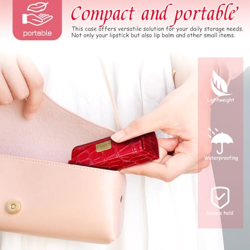 Portable Lipstick Case with Mirror - Compact Travel Makeup Organizer