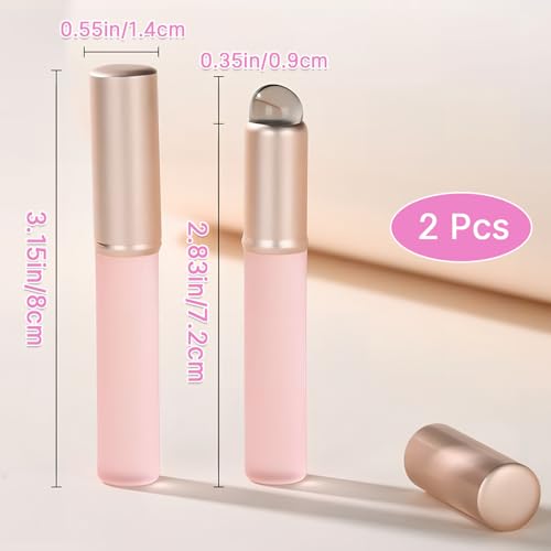 Qiifaiikooii 2-Pack Silicone Lip Brush with Cap - Pink