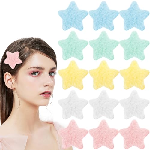 20 Pcs Fluffy Star Hair Clips - Cute Y2K Hair Barrettes