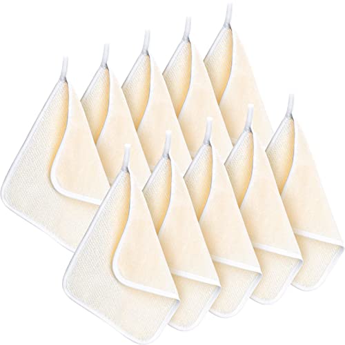 Tatuo Exfoliating Wash Cloths - 10 Soft Weave Towels with White Edge for Body & Face