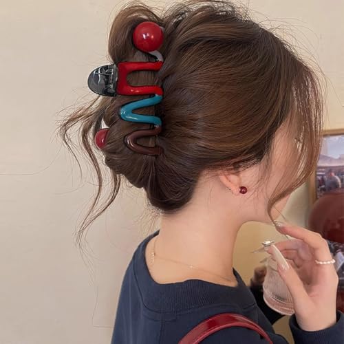 FRUZJAY Wave Acrylic Hair Clips for Women - Large Non-slip Claw Barrettes