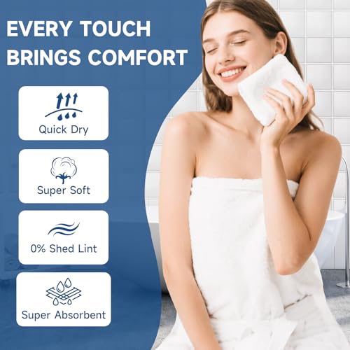 TEAWOO Coral Velvet Washcloths - 12 Pack Super Soft & Absorbent
