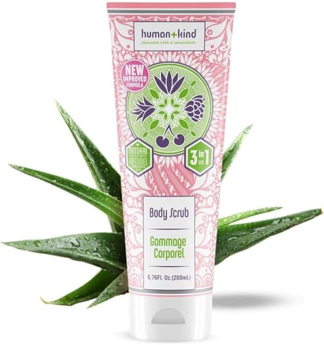 Human+Kind Exfoliating Body Scrub with Bamboo Extract - Vegan & Cruelty-Free, 6.76 oz