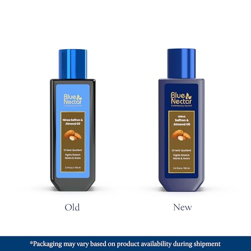 Blue Nectar Saffron & Almond Body Oil 3.38 Fl Oz - Moisturizer for Crepey Skin