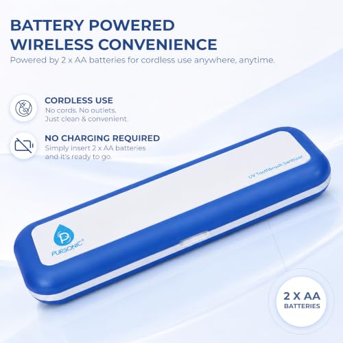Pursonic Portable UV Toothbrush Sanitizer Case Travel Holder with Auto Shut-Off