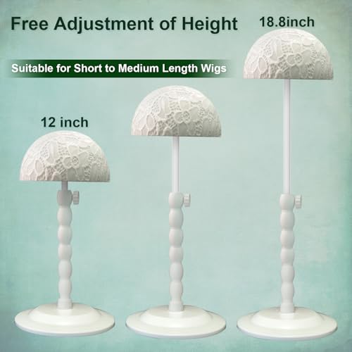 Adjustable Wig Stand – 12"-19" Sturdy Plastic Wig Holder for Styling