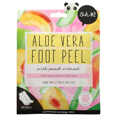 Oh K! Aloe Vera Foot Peel Mask for Dry, Cracked Heels - 1 Pair