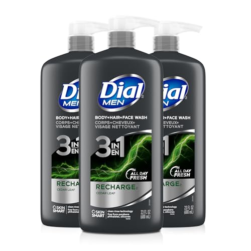 Dial Men 3-in-1 Body, Hair & Face Wash Recharge - 23 Fl Oz (3-Pack)