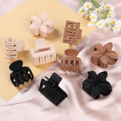 USDNICE Brown Flower Hair Claw Clips 9-Pack for Women - Multiple Styles & Sizes