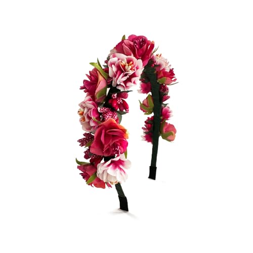Hot Pink Flower Fairy Crown Headband - Floral Hair Accessory for Weddings & Festivals