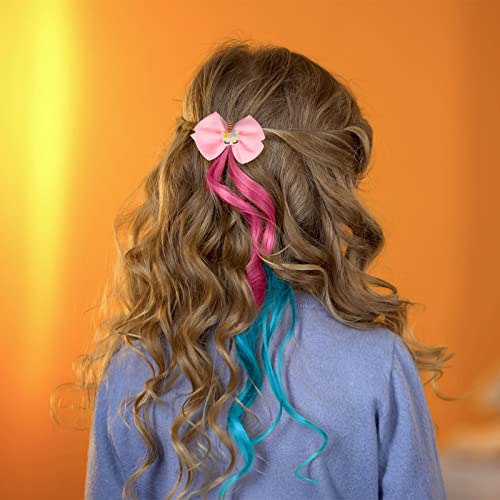 Curly Clips 6PK - 13in Unicorn Bow Hair Extensions for Girls