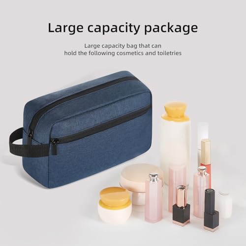 Icramsy Navy Blue Travel Toiletry Bag Hanging Cosmetic Organizer for Women & Men