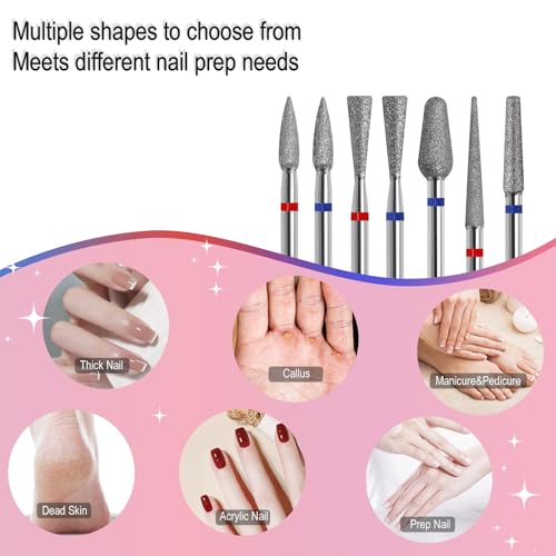 HungGato Style5 Cone Shape Cuticle Drill Bit 3/32'' Medium Grit for Nail Care