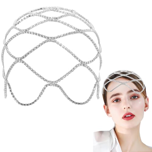 GORGECRAFT Rhinestone Crystal Head Chain Wedding Bridal Gatsby Headpiece