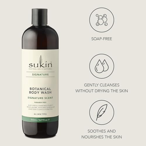 Sukin Signature Body Wash, Soap-Free Botanical Shower Gel, 16.9 Fl Oz