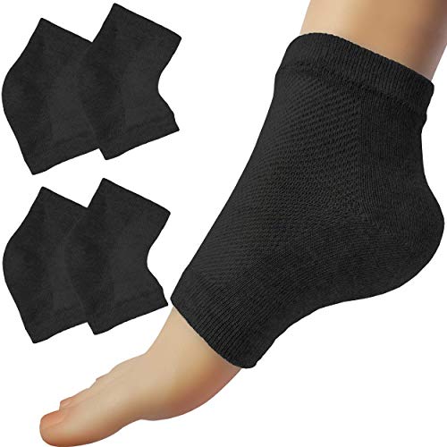 Chiroplax Black Vented Moisturizing Gel Heel Socks (2 Pairs) Spa-Quality Overnight Foot Care