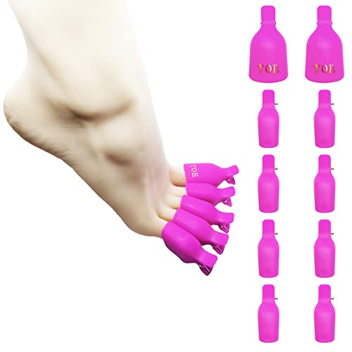 10 Reusable Pink Toenail Soak Off Cap Clips for Nail Polish Removal