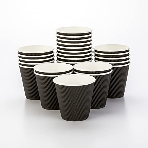 Insulated Ripple Wall Coffee Cups - 25 Count, 8 oz, Black