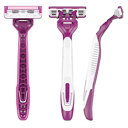 Pure Silk Disposable Female Razors - 3 Pack, 12 Count, Moisturizing Blades