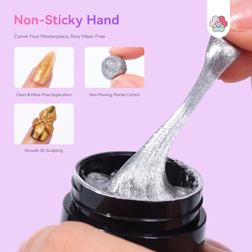 SAVILAND A1 Metallic 3D Sculpture Gel Set - Non-Sticky Nail Gel