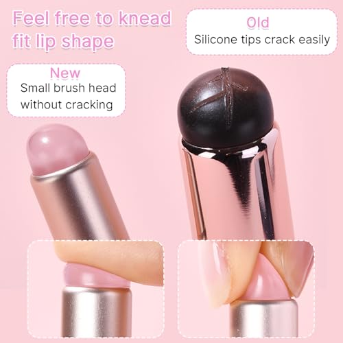Qiifaiikooii 2-Pack Silicone Lip Brush with Cap - Pink