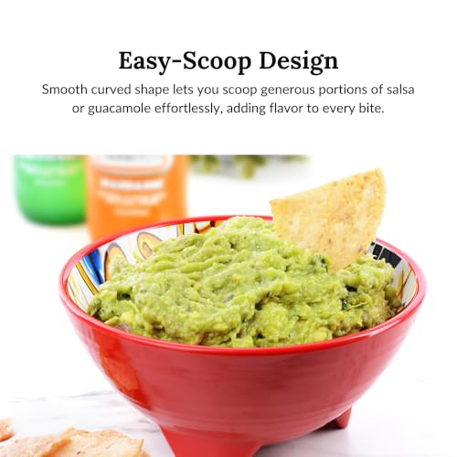 Prepara 6-Inch Taco Bowl - Red Melamine Serving Bowl for Dips & Toppings