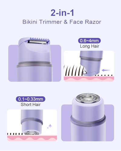 Unimiko 2-in-1 Bikini Trimmer & Electric Razor for Women - Purple