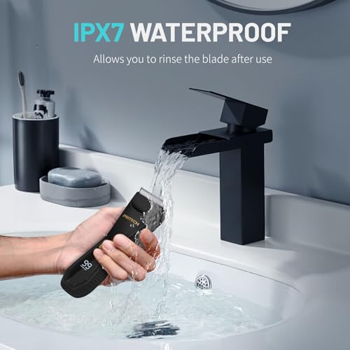 PRITECH Manscape Body Hair Trimmer - Waterproof Pubic Hair Ball Trimmer, Ceramic Blade Shavers Electric Razors for Men with USB-C Charging, Wet/Dry Use, Nick-Free Mens Grooming Kits, Gifts for Men