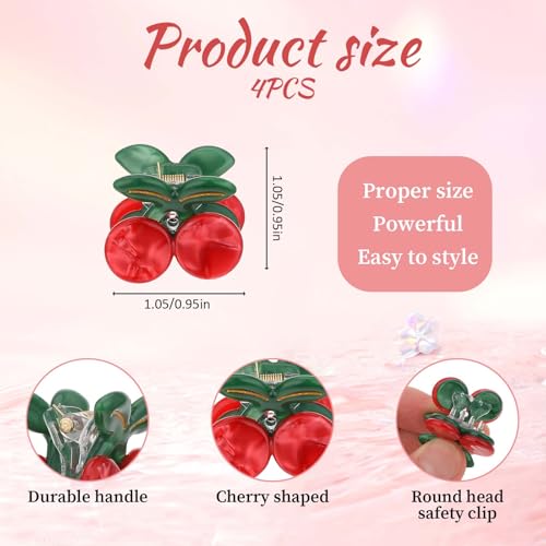 Cherry Hair Claw Clips - 4 Pcs Cute Non-Slip Hair Accessories