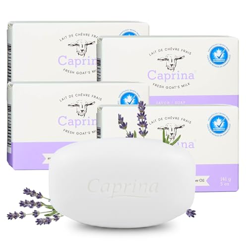 Caprina Lavender Goat Milk Bar Soap 4-Pack | Calming, Moisturizing, Made in Canada