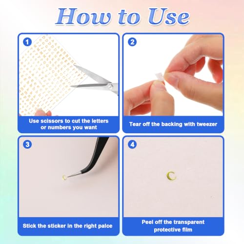 Colorful Tiny Letter Stickers 3mm for Scrapbooking & Nail Art, 8 Sheets
