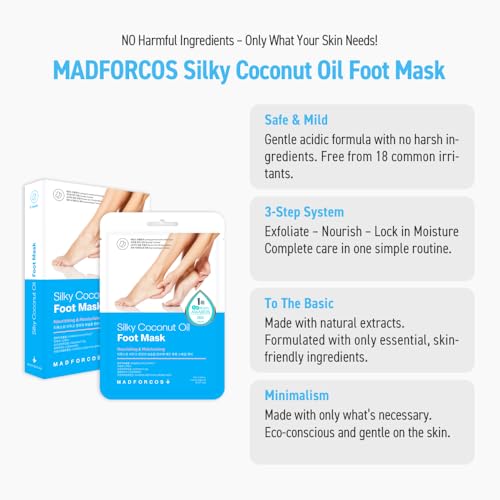 MADFORCOS Coconut Oil Foot Mask 5 Pairs - Hydrating & Repairing Foot Care