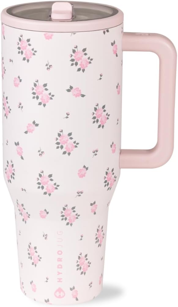HydroJug 32 oz Insulated Water Bottle - Leak Resistant with Handle & Flip Straw | Pink Sand