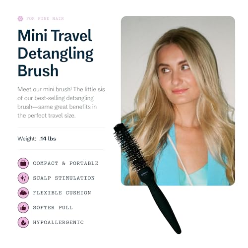 GIMME Mini Travel Detangler Brush for Fine Hair - Anti-Static & Flexible Bristles