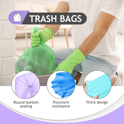 Teivio 10 Gallon Colorful Trash Bags | 100 Count Durable Kitchen Waste Bags