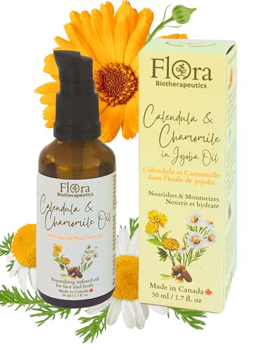 Calendula and Chamomile-Jojoba Oil - Organic Double Infused Facial & Body Oil, Unscented, 1.7 fl oz