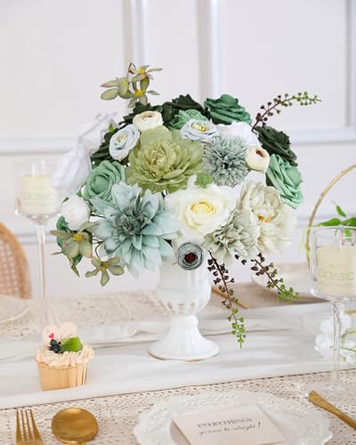 Kisflower Forest Green Artificial Flower Combo for DIY Decor