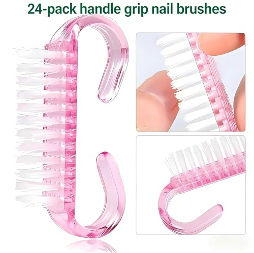24-Pack Nail Brushes with Handle Grip for Effective Cleaning