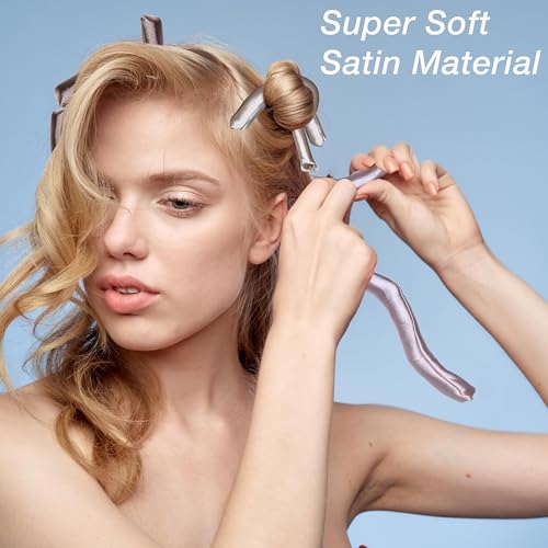 Satin Curling Rods 6-Piece Heatless Hair Curlers for Natural Waves & Spiral Curls