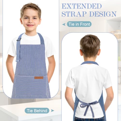 Adjustable Kids Cooking Apron Set - 3 Pack with Pockets