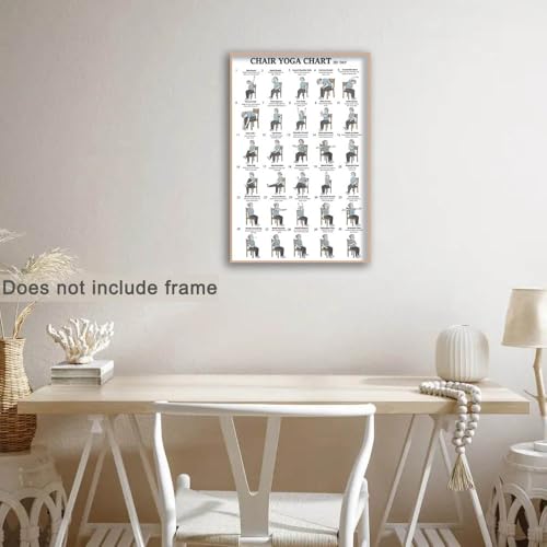 Chair Yoga Chart Poster - Seated Exercises for Seniors & Beginners - 12x18 Canvas Art