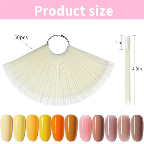 Large 300 Pcs Nail Sample Swatch Sticks with Rings for Nail Art Display