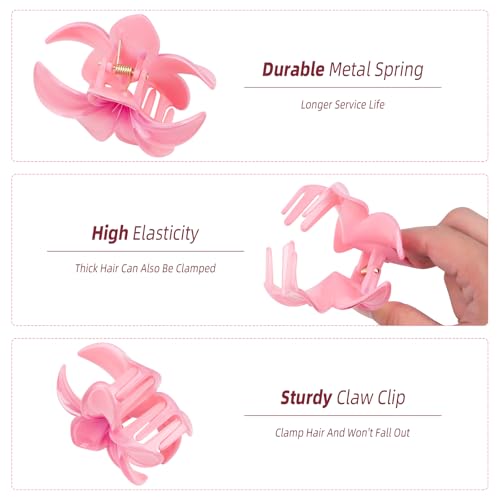 Hawaiian Flower Hair Claw Clips - 6 Pack for Women & Girls
