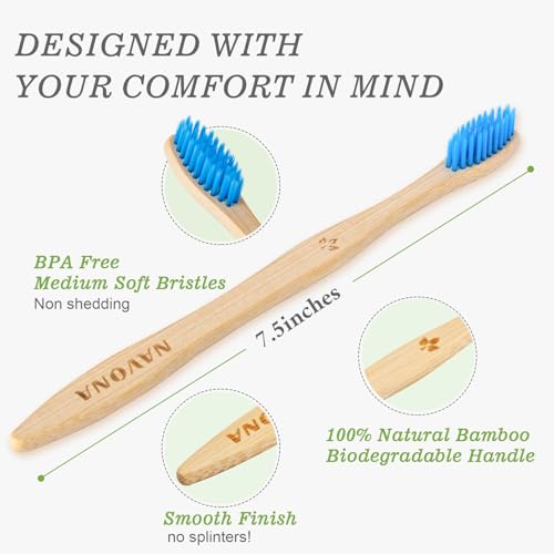 10-Pack Eco-Friendly Bamboo Toothbrushes with Soft Bristles