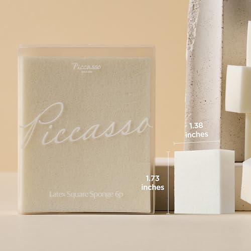 Piccasso High Elastic Latex Square Makeup Sponges (6P) - Perfect for Flawless Foundation Application