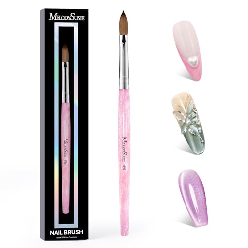 MelodySusie Size 6 Kolinsky Acrylic Nail Brush - Professional Pink Glitter