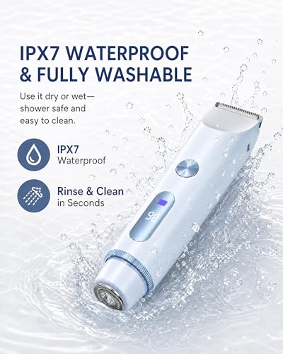 AiooTisu Bikini Trimmer for Women - 2-in-1 Waterproof Electric Razor, Blue