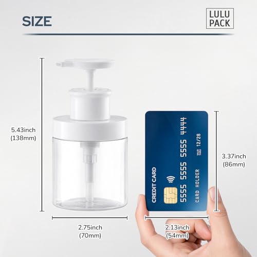 Lulupack Clear 8oz Wide Mouth Pump Bottle, Refillable Soap & Lotion Dispenser – 2 Pack