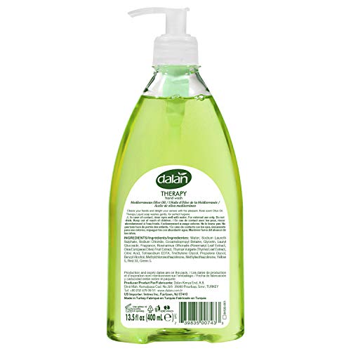 Dalan Therapy Mediterranean Olive Oil Liquid Hand Soap, Moisturizing, 13.5 Oz
