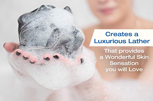 Tilcare XXL Charcoal Shower Loofah - 3 Pack Exfoliating Bath Sponge